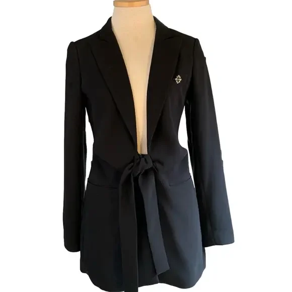 chinese dress ladies Donna Karan Women's Double Breasted Jacket in Black